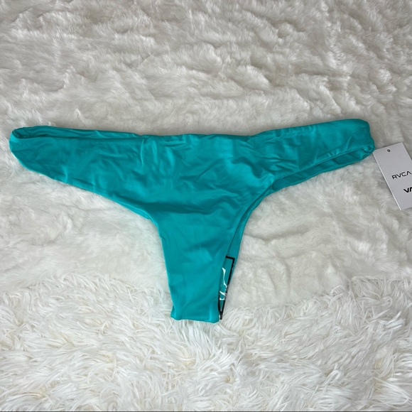 NEW RVCA Teal Blue Brazilian Cheeky Bikini Bottoms Size XL - Picture 5 of 5